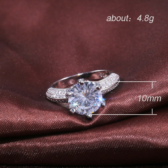 Gorgeous 925 Silver White Sapphire  Wedding Ring - Picture 5 of 7